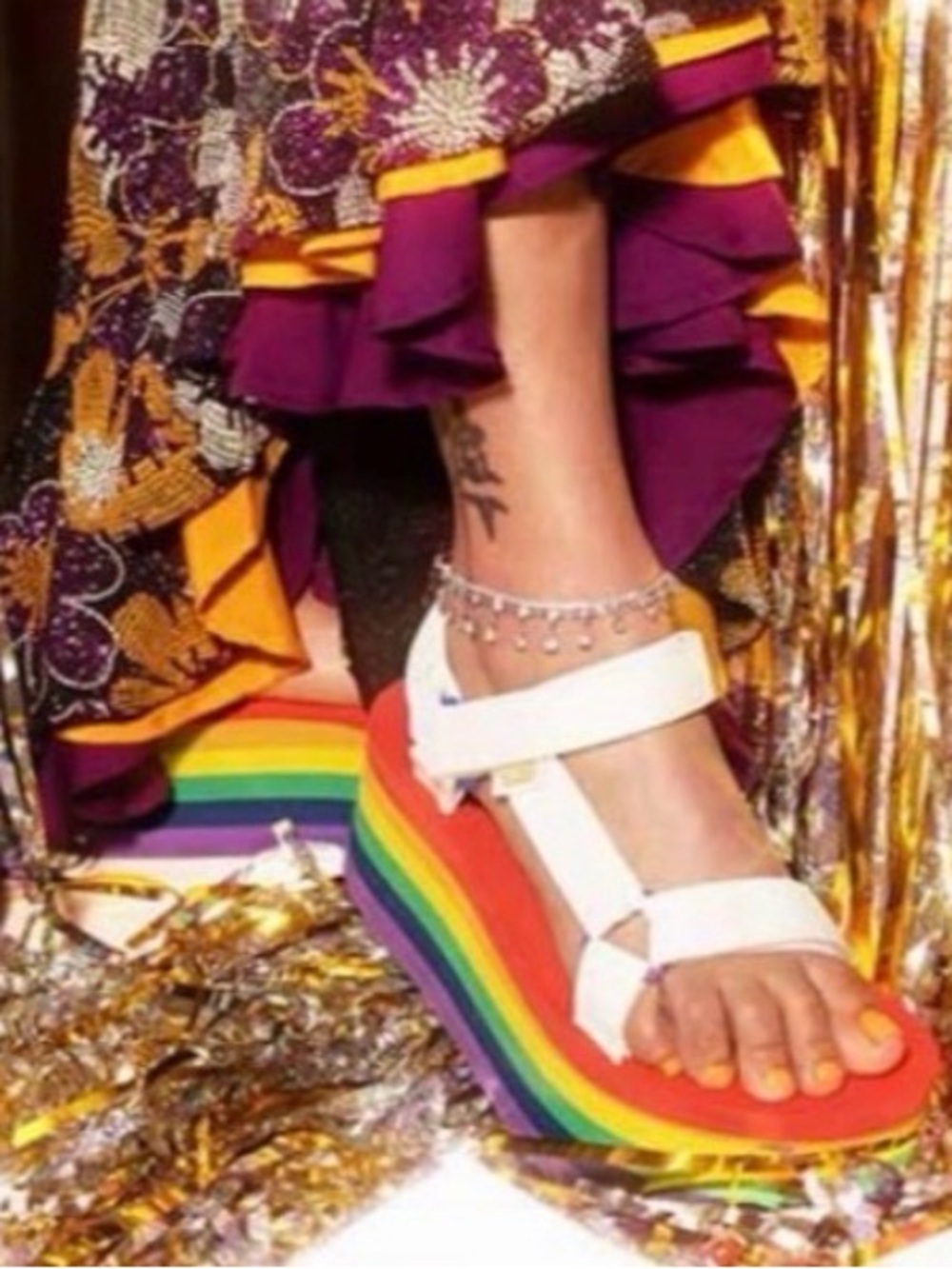 Teva White Strap Rainbow Platform Sandal